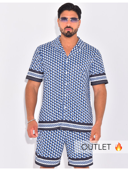 Ensemble short et chemise à motifs