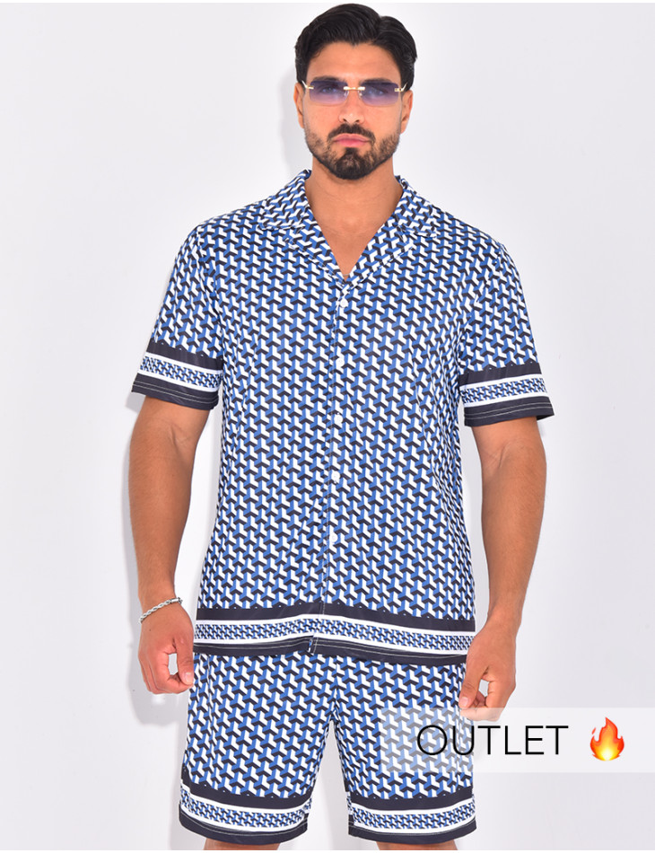 Ensemble short et chemise à motifs