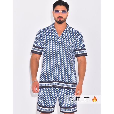 Ensemble short et chemise à motifs