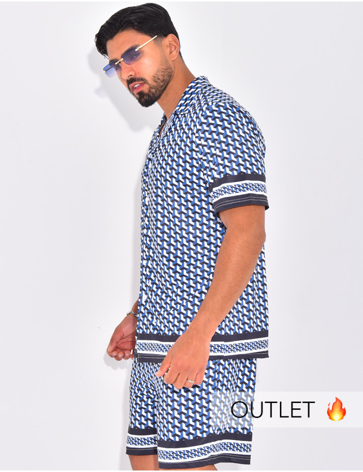 Ensemble short et chemise à motifs