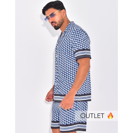 Ensemble short et chemise à motifs