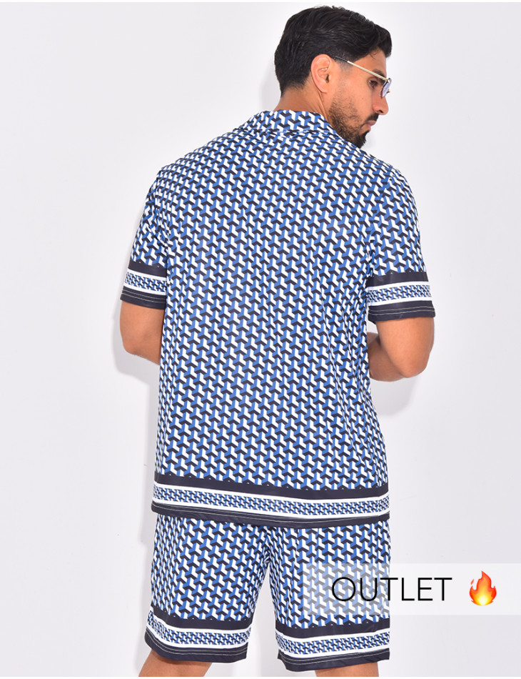 Ensemble short et chemise à motifs