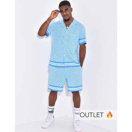 Ensemble short et chemise à motifs