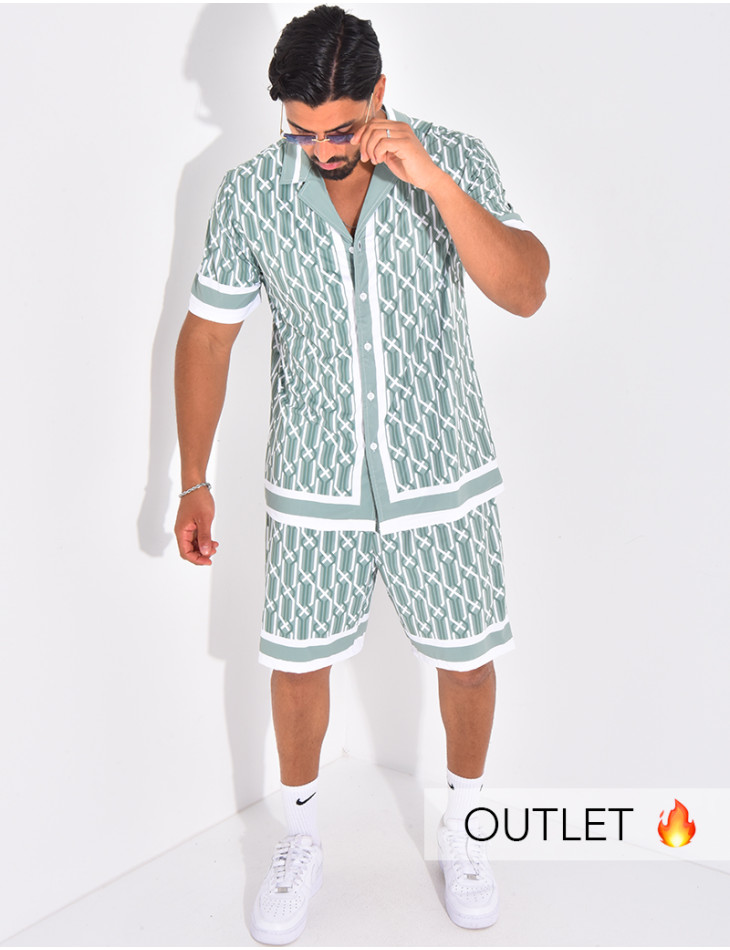 Ensemble short et chemise à motifs