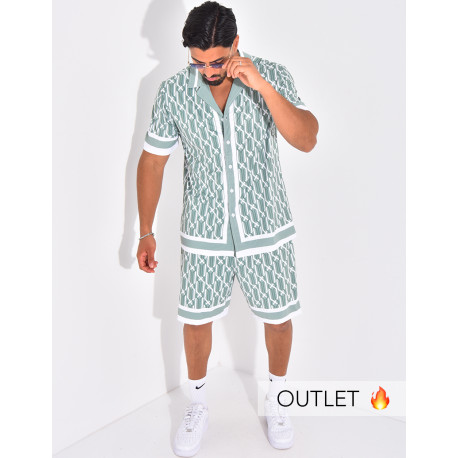 Ensemble short et chemise à motifs