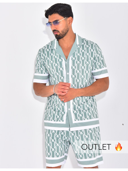 Ensemble short et chemise à motifs