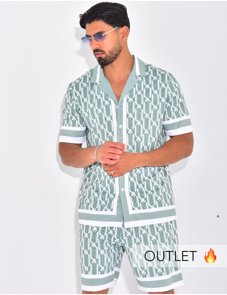Ensemble short et chemise à motifs