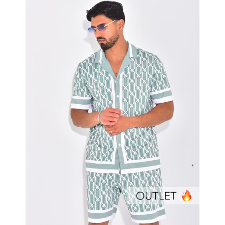 Ensemble short et chemise à motifs