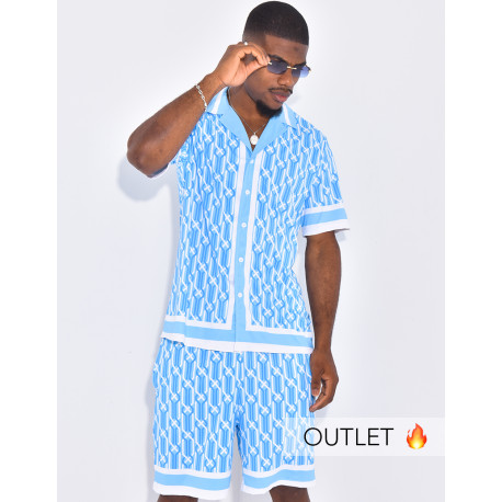 Ensemble short et chemise à motifs