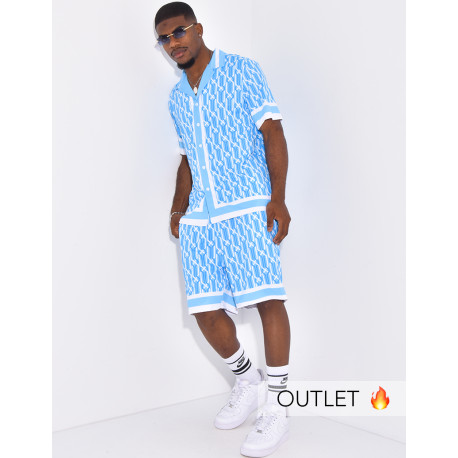 Ensemble short et chemise à motifs