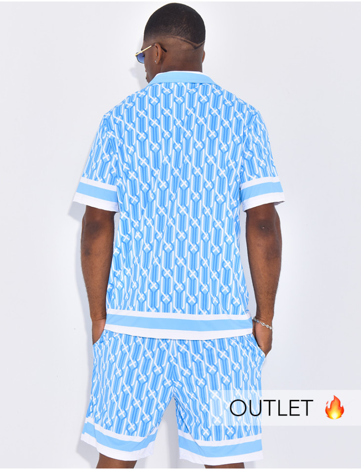 Ensemble short et chemise à motifs