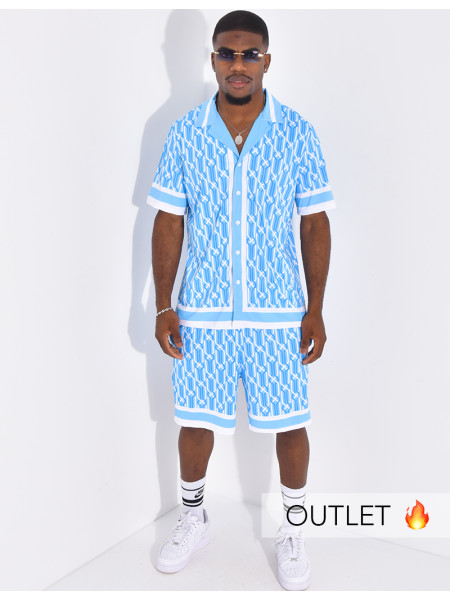 Ensemble short et chemise à motifs