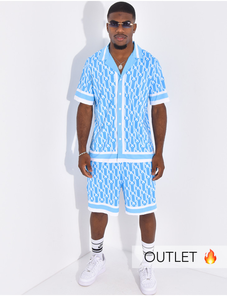 Ensemble short et chemise à motifs
