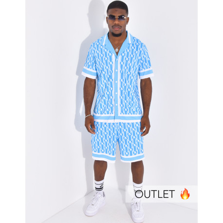 Ensemble short et chemise à motifs