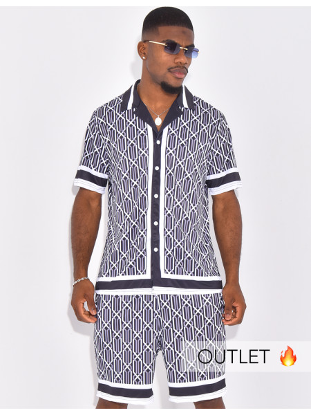 Ensemble short et chemise à motifs