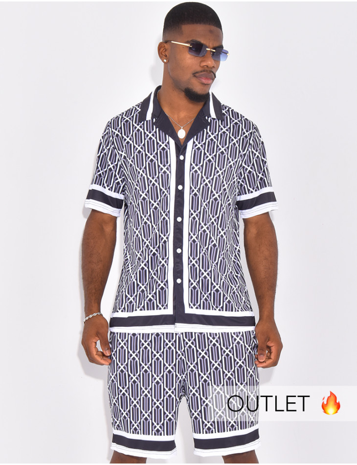 Ensemble short et chemise à motifs