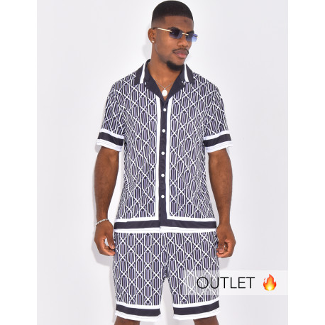 Ensemble short et chemise à motifs