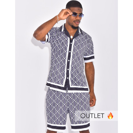 Ensemble short et chemise à motifs