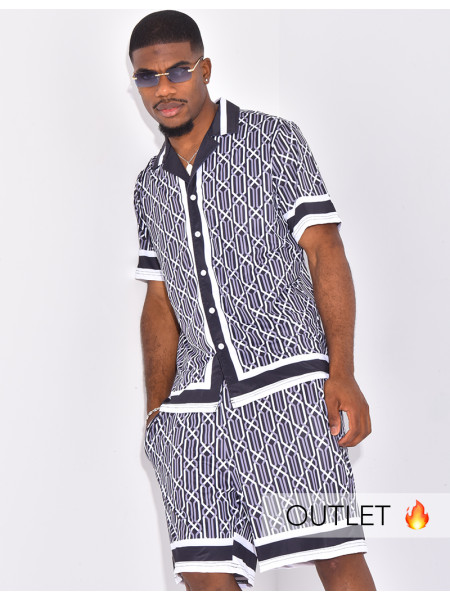 Ensemble short et chemise à motifs