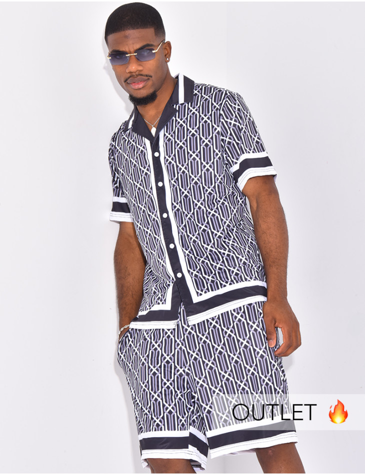 Ensemble short et chemise à motifs