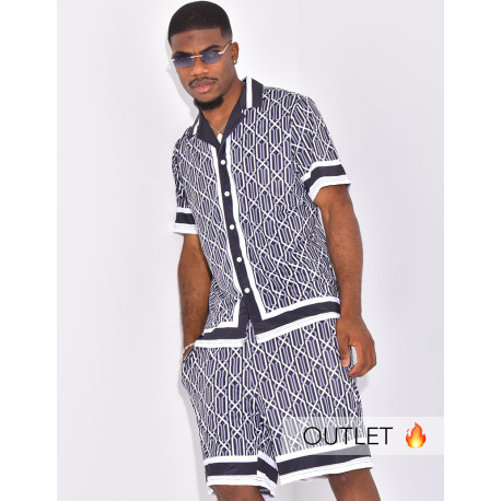 Ensemble short et chemise à motifs