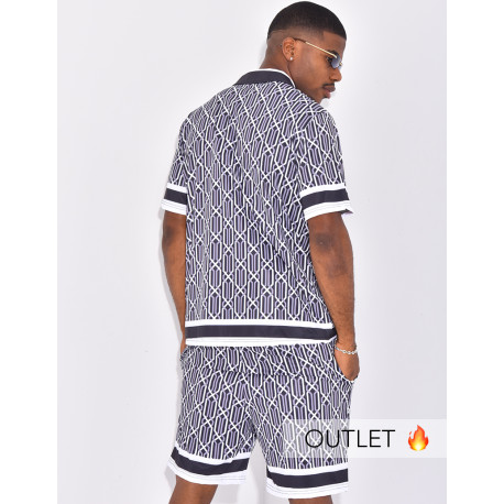 Ensemble short et chemise à motifs