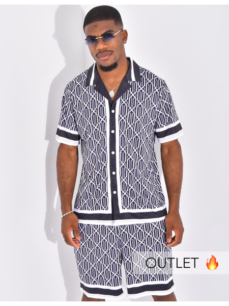 Ensemble short et chemise à motifs