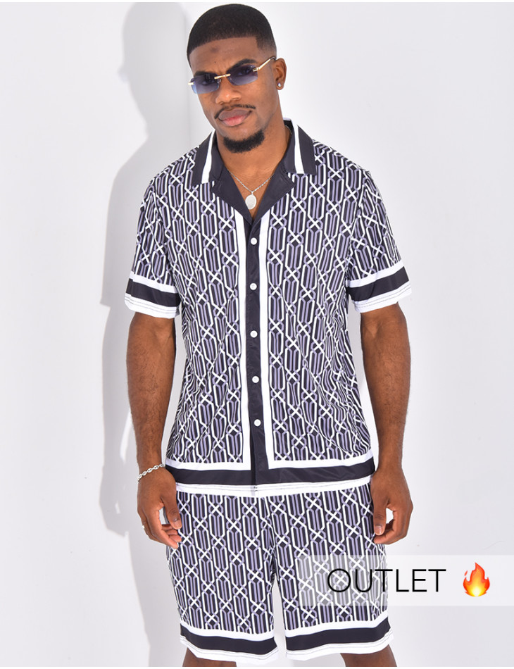 Ensemble short et chemise à motifs
