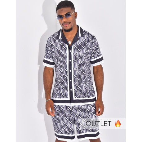 Ensemble short et chemise à motifs