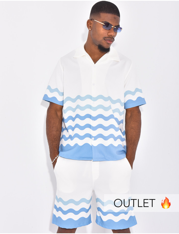 Ensemble short et chemise à motifs