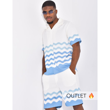 Ensemble short et chemise à motifs