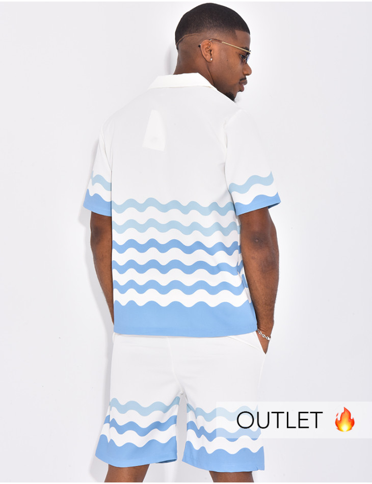 Ensemble short et chemise à motifs