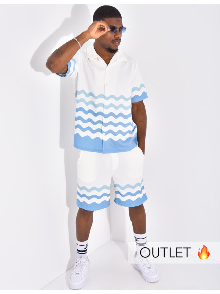 Ensemble short et chemise à motifs