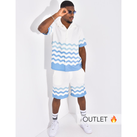Ensemble short et chemise à motifs