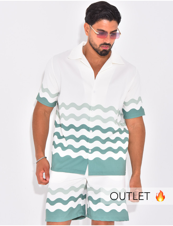 Ensemble short et chemise à motifs