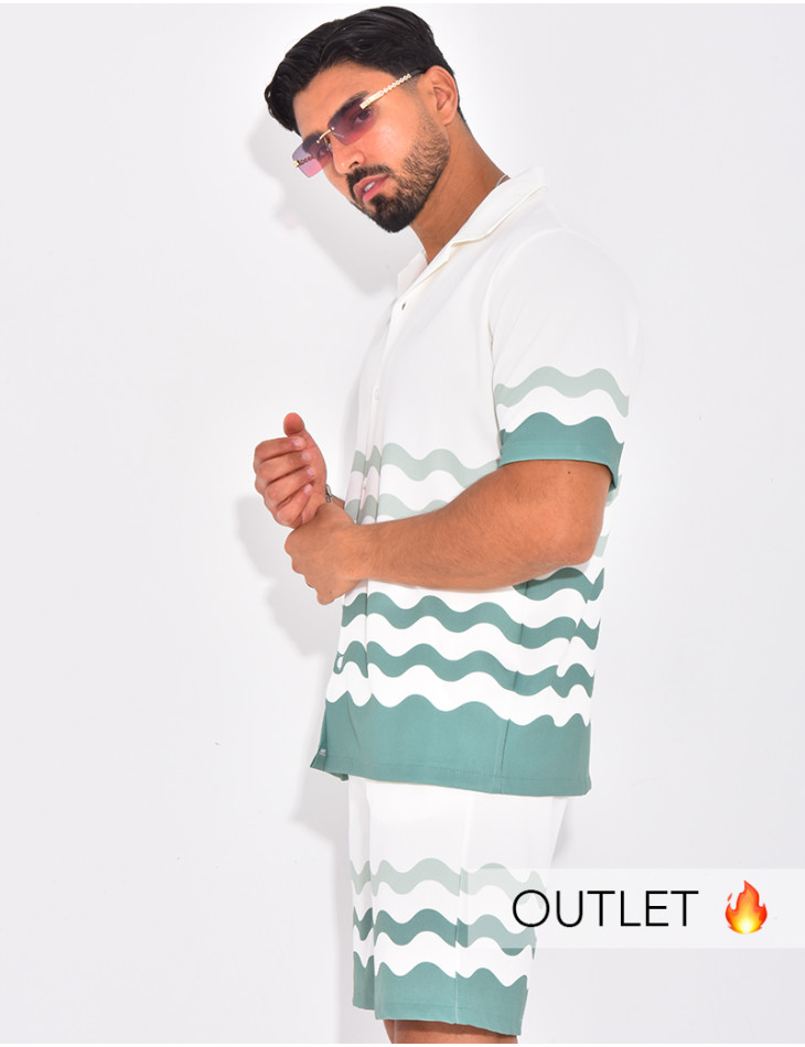 Ensemble short et chemise à motifs
