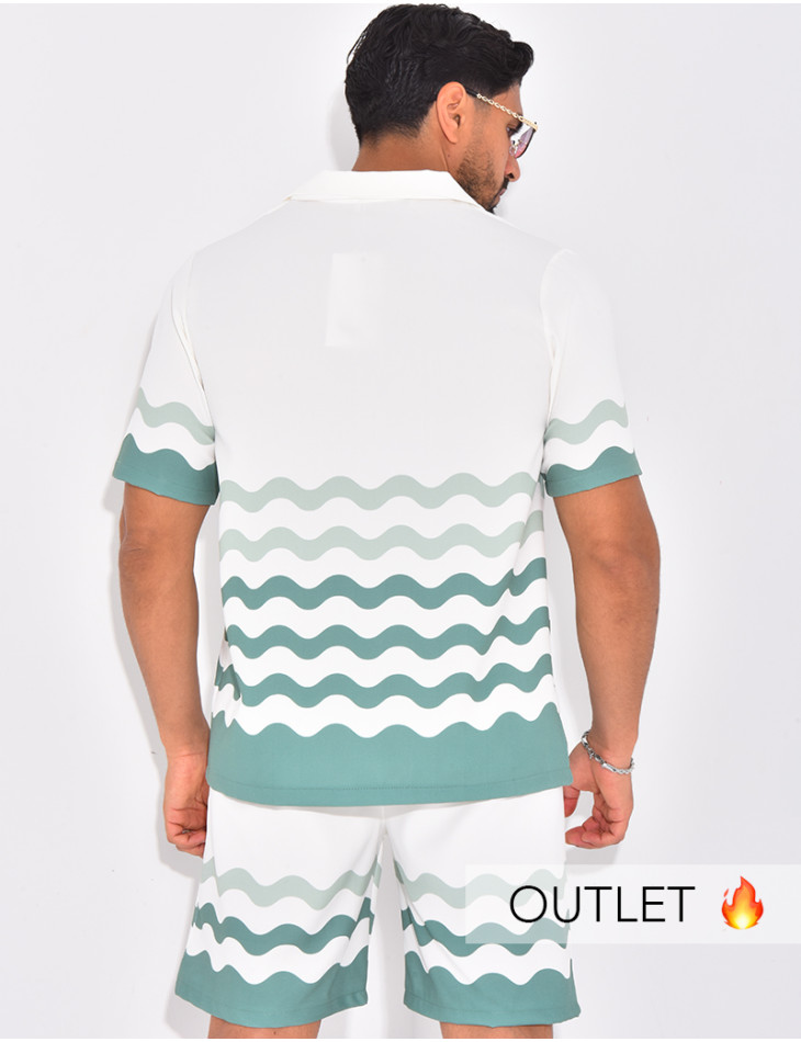 Ensemble short et chemise à motifs