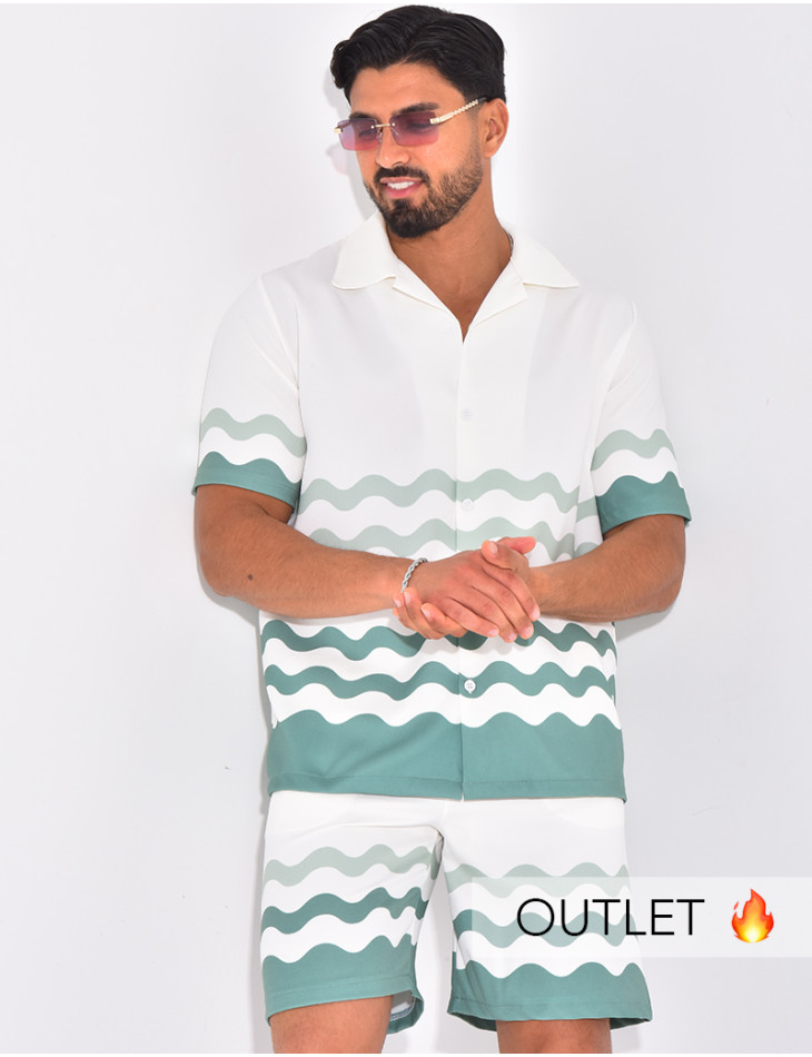 Ensemble short et chemise à motifs