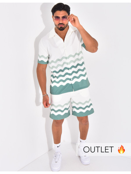 Ensemble short et chemise à motifs