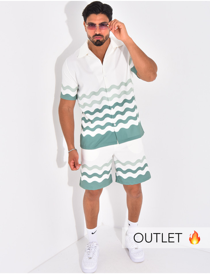 Ensemble short et chemise à motifs