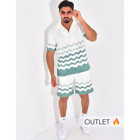 Ensemble short et chemise à motifs