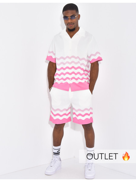 Ensemble short et chemise à motifs