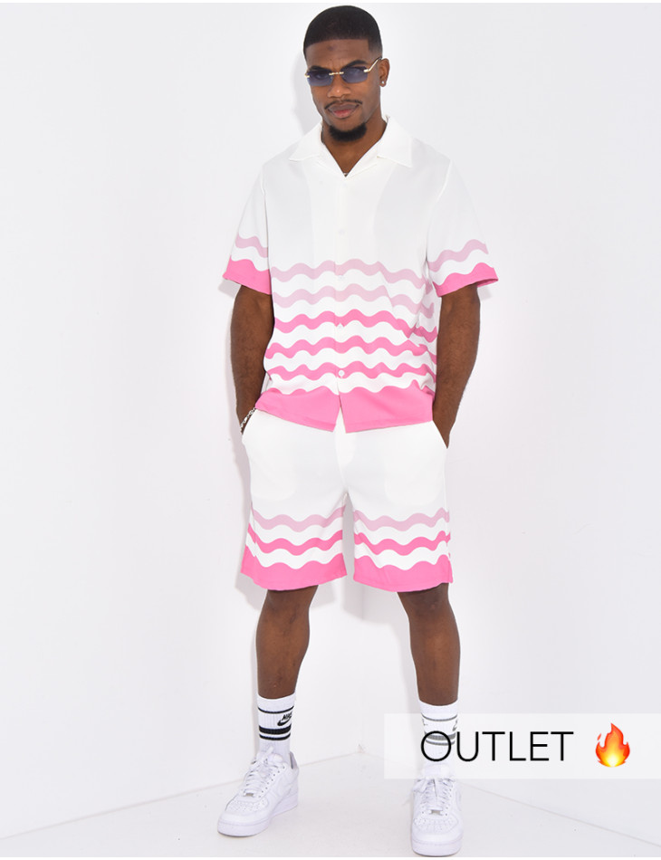 Ensemble short et chemise à motifs