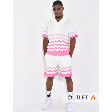 Ensemble short et chemise à motifs
