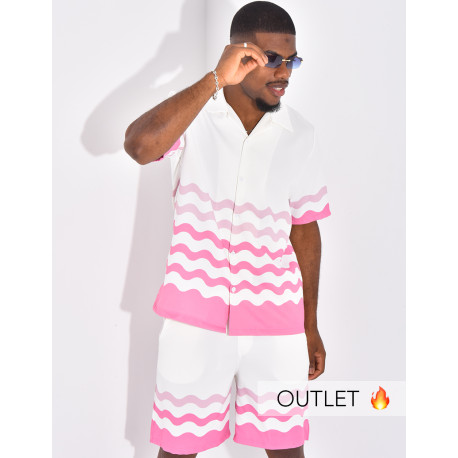 Ensemble short et chemise à motifs