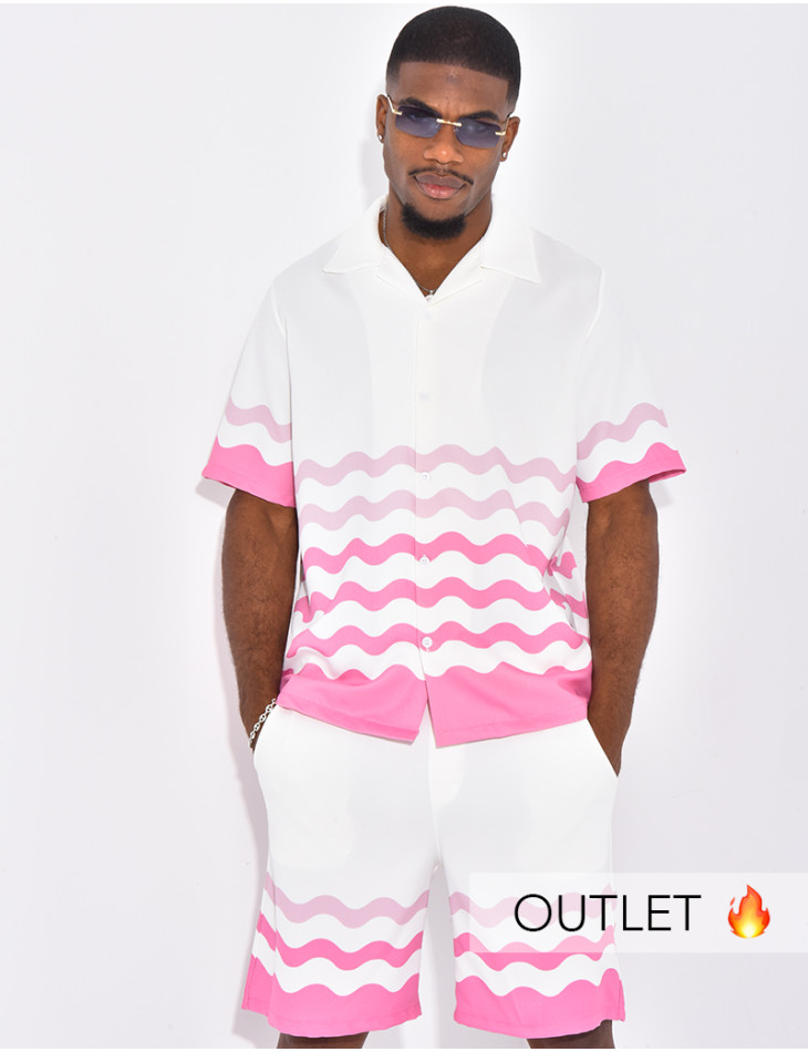 Ensemble short et chemise à motifs