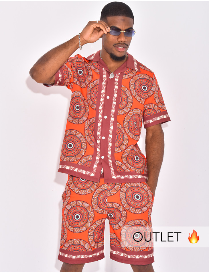 Ensemble short et chemise à motifs