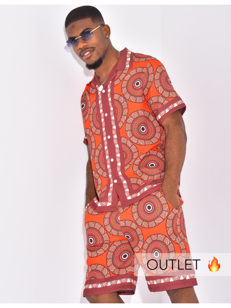 Ensemble short et chemise à motifs