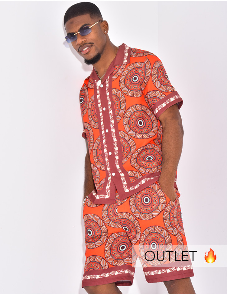 Ensemble short et chemise à motifs