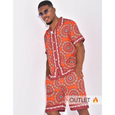 Ensemble short et chemise à motifs